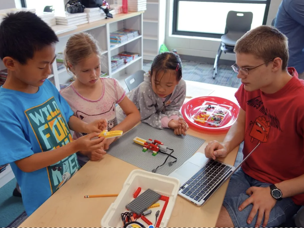 Students at work using the hands on approach in the classroom. 